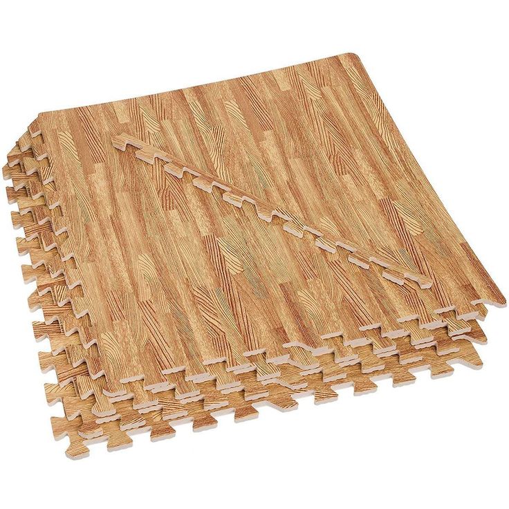 Clevr EVA Foam Interlocking Floor Mat, Light Wood, 25 pcs, 100 sq. ft.