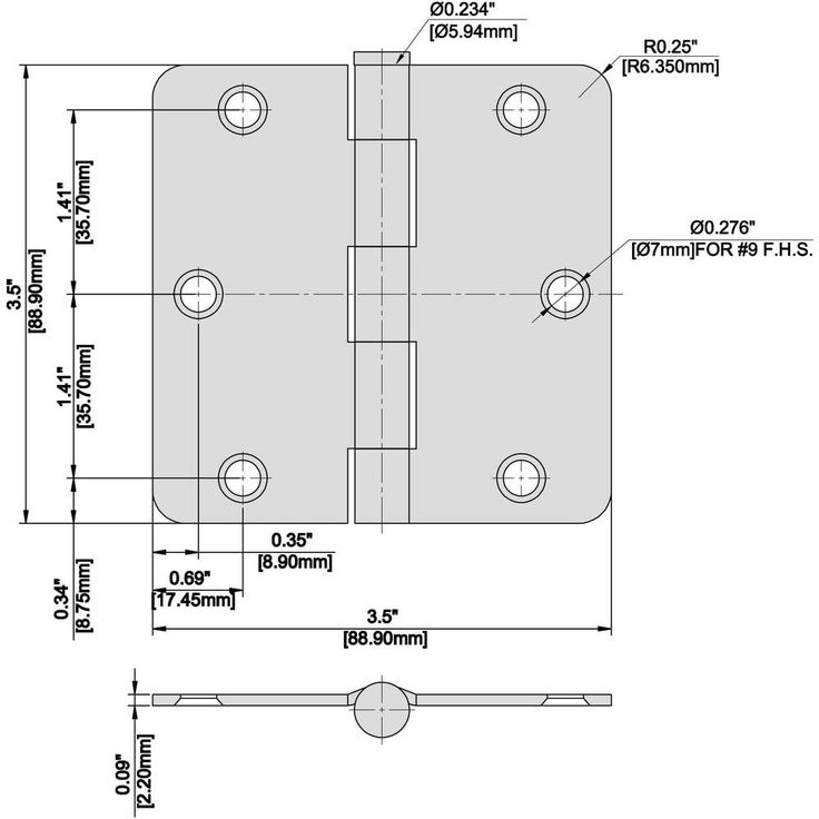 3-1/2 in. x 1/4 in. Satin Brass Radius Door Hinge