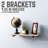 1/2 in. Black Pipe 10 in. L Wall Mounted Shelf Bracket Kit (2-Pack)