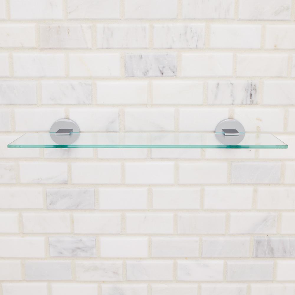 Neo 5.31 in. W Wall-Mounted Bathroom Glass Shelf in Polished Chrome - Super Arbor
