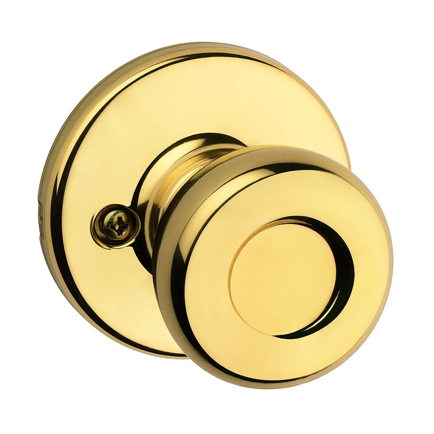 Kwikset Tylo Polished Brass Dummy Door Knob – Universal Handing (Non-Turning)