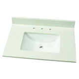 49 in. W Engineered Stone Single Vanity Top in Sparkling White with White Sink - Super Arbor