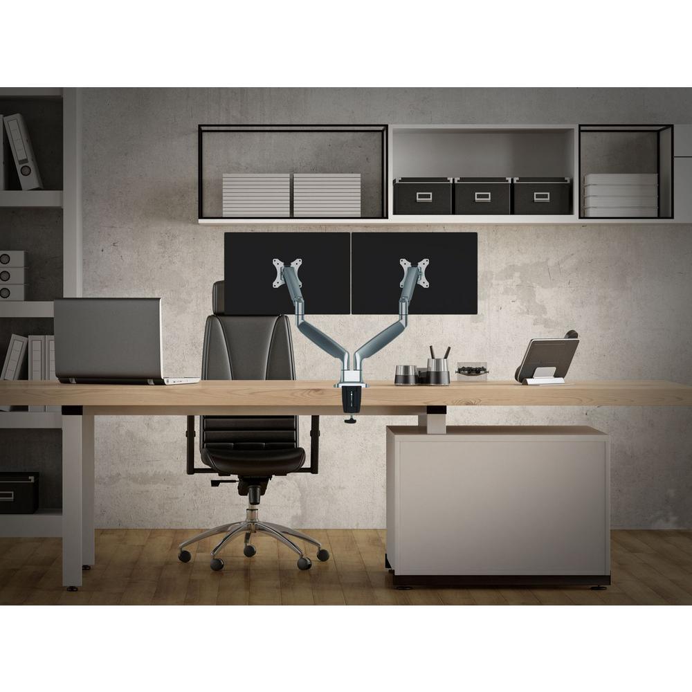 Dual Arm Monitor Mount with Full Motion Swivel Articulating Gas Springs for 13 in. - 30 in. Silver - Super Arbor