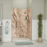 Elegance 36 in. x 48 in. x 80 in. 9-Piece Easy Up Adhesive Alcove Shower Wall Surround in Calacatta White - Super Arbor