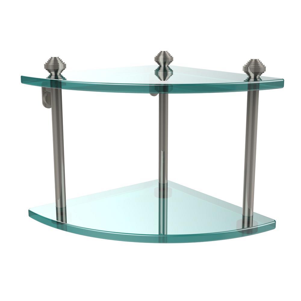 Southbeach Collection 8 in. 2-Tier Corner Glass Shelf in Oil Rubbed Bronze - Super Arbor