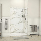 Elegance 36 in. x 48 in. x 80 in. 9-Piece Easy Up Adhesive Alcove Shower Wall Surround in Calacatta White - Super Arbor