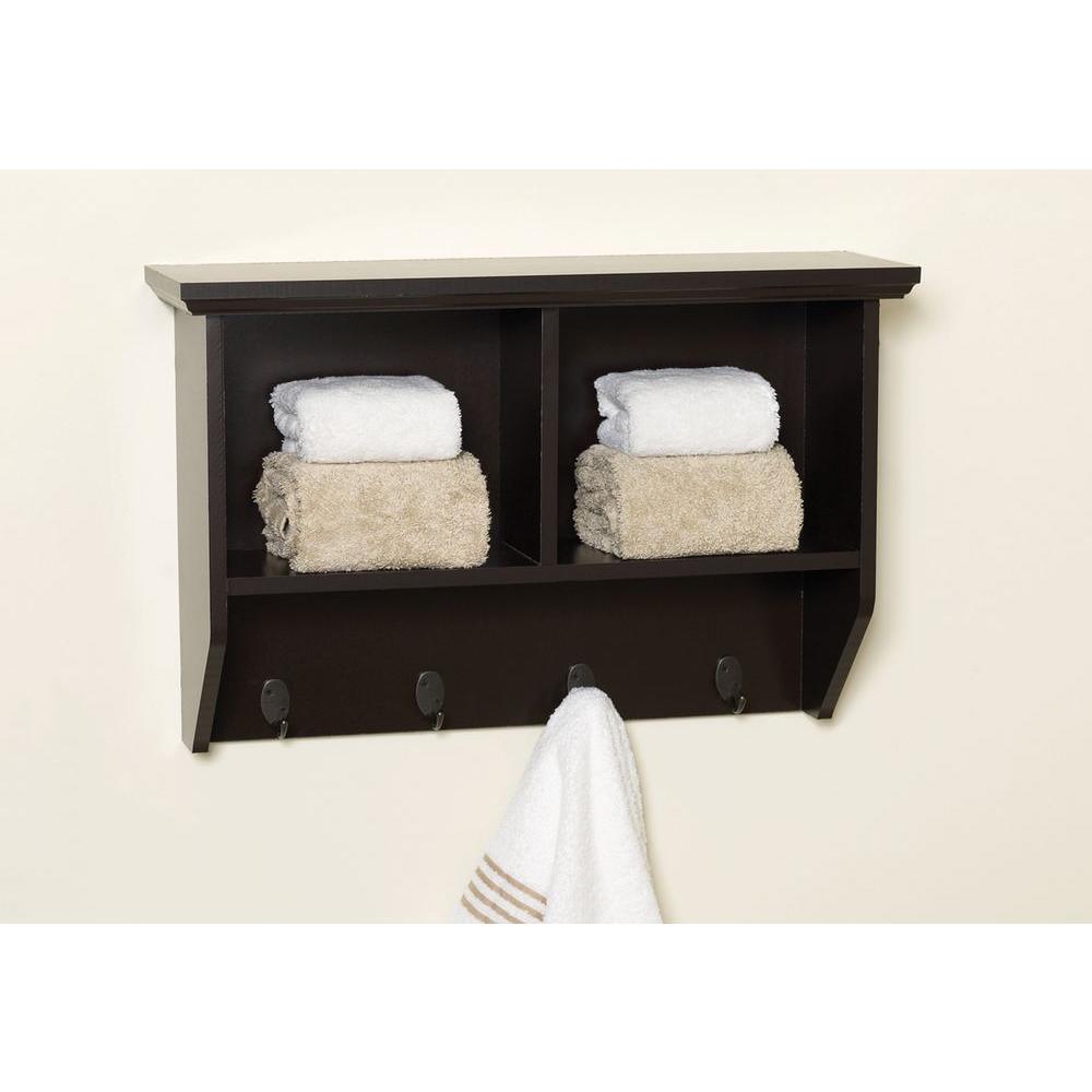 Collette 23 in. W Wall Cubby Shelf in Espresso - Super Arbor
