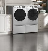 GE 7.8 cu. ft. Smart 240-Volt White Stackable Electric Vented Dryer with Sanitize Cycle, ENERGY STAR
