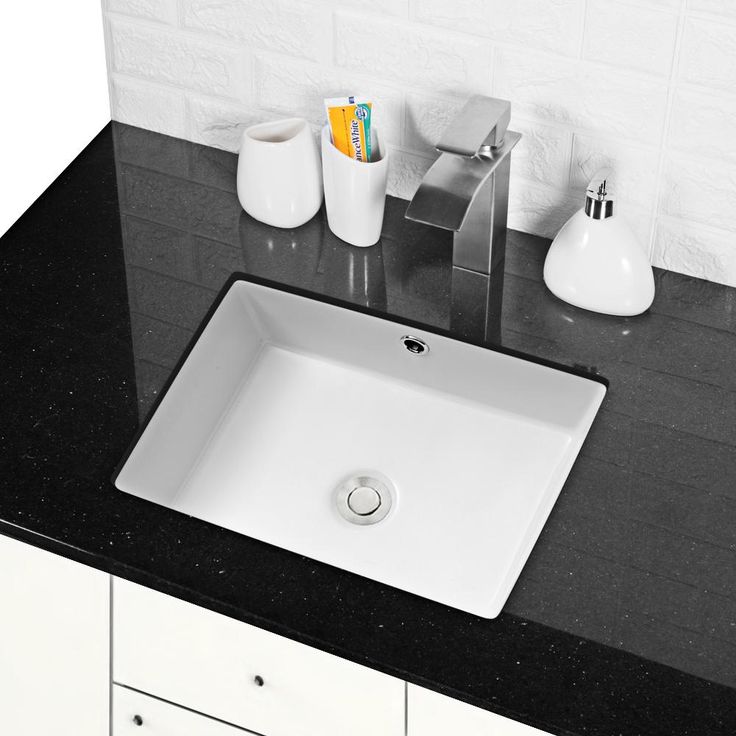 LORDEAR 18 in. Undermount Bathroom Vessel Sink Modern Rectangle Porcelain Ceramic Lavatory Vanity Bathroom Sink in Pure White