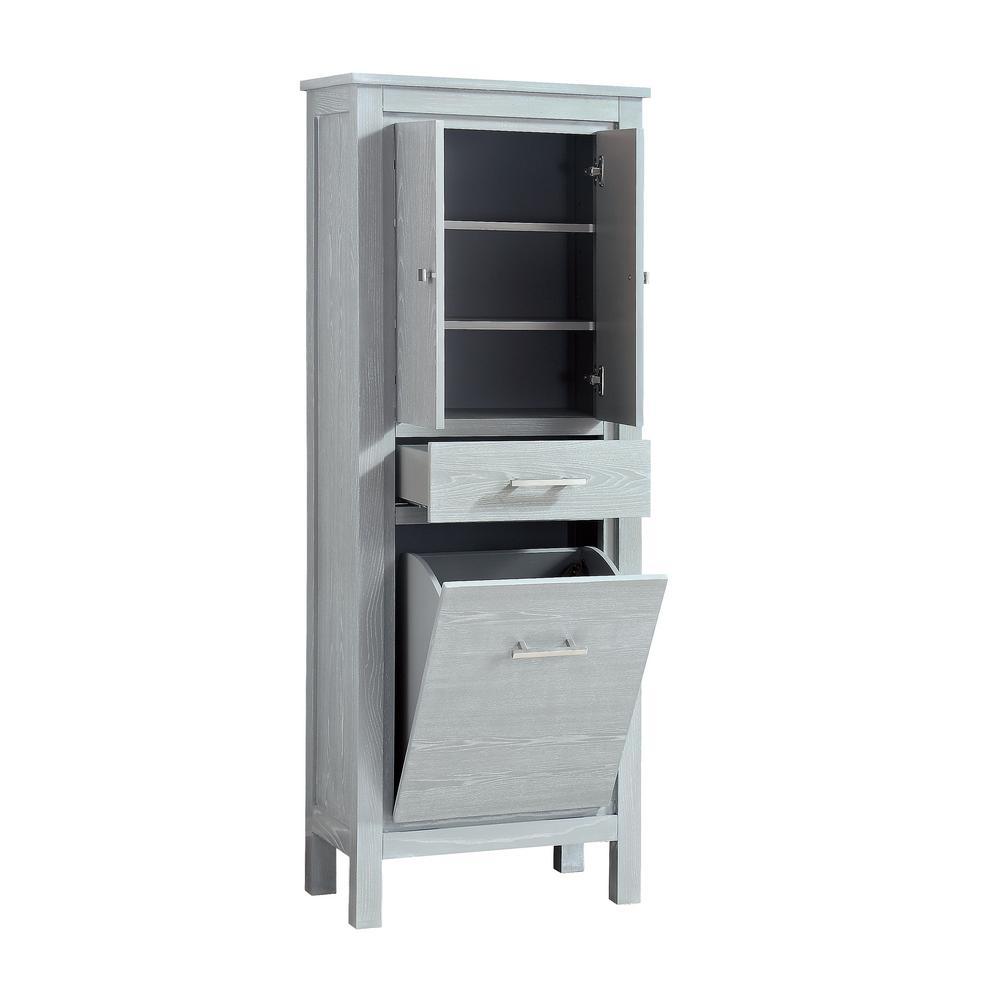 Riley 24 in. W x 15 in. D Freestanding Linen Tower in Sea Salt Gray - Super Arbor