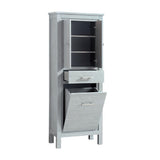 Riley 24 in. W x 15 in. D Freestanding Linen Tower in Sea Salt Gray - Super Arbor