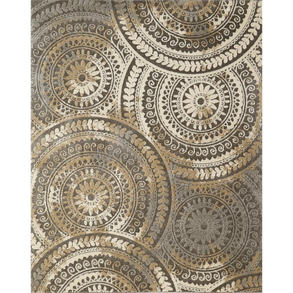 Spiral Gray 7 ft. x 9 ft. Geometric Medallion Area Rug - Super Arbor