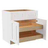 Home Decorators Collection Grayson 33 in. W x 24 in. D x 34.5 in. H Assembled Plywood Base Kitchen Cabinet in Pacific White with 2ROT Soft Close