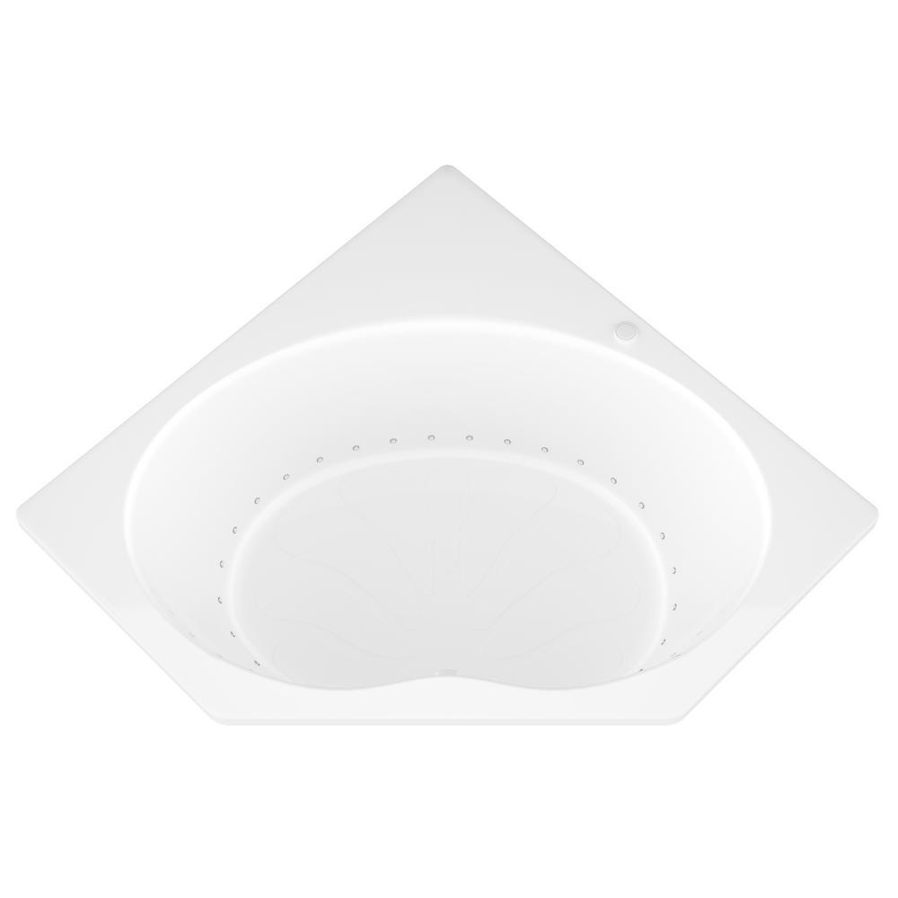 Carnelian 5 ft. Center Drain Air Bath Tub in White - Super Arbor