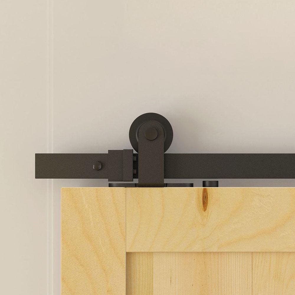 5 ft./60 in. Top Mount Sliding Barn Door Hardware Track Kit for Single Door with Non-Routed Floor Guide Frosted Black - Super Arbor