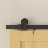 7.5 ft./90 in. Top Mount Sliding Barn Door Hardware Track Kit for Single Door with Non-Routed Floor Guide Frosted Black - Super Arbor