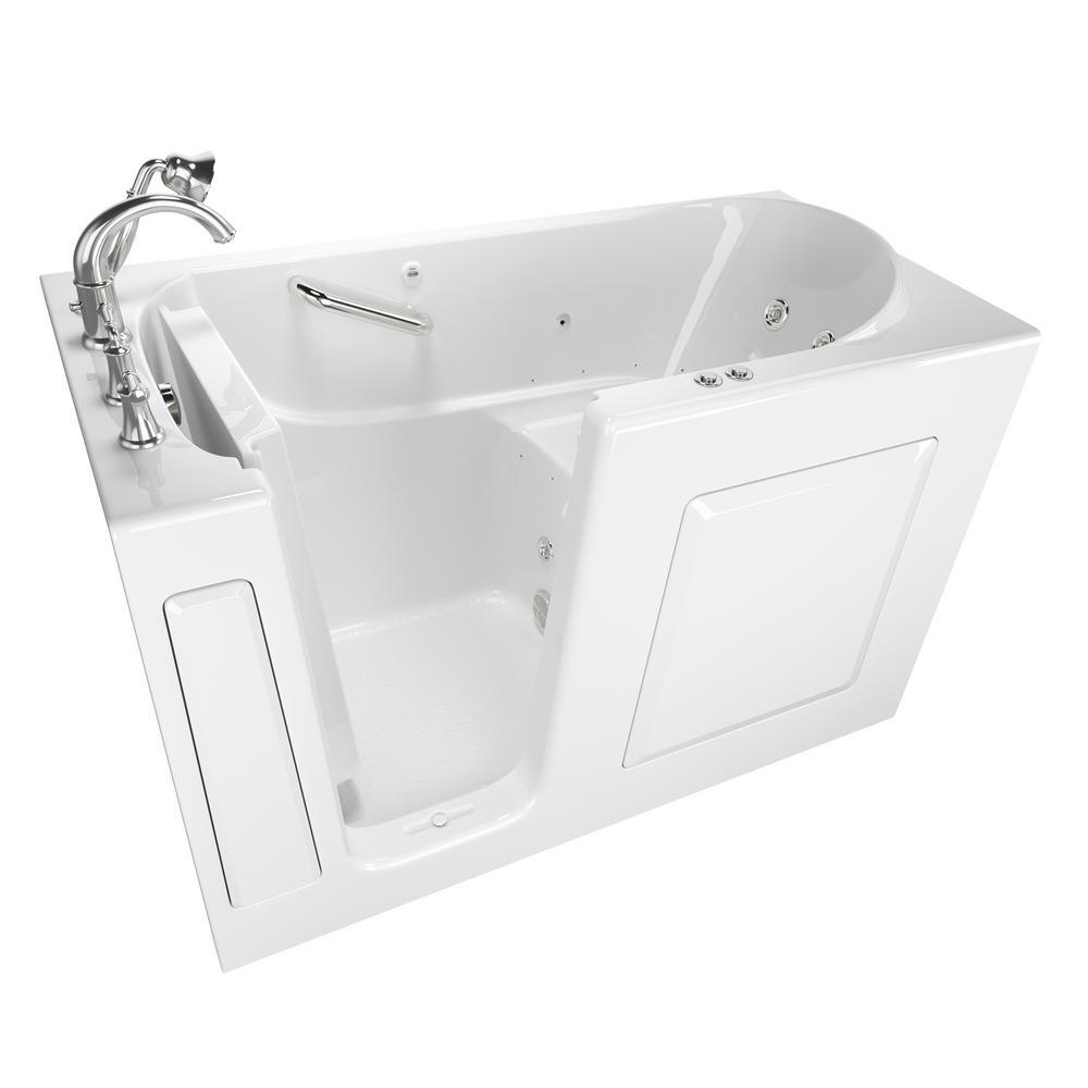 Whirlpool & Air Bath 30 in. x 60 in. Left-Hand Walk-In Bath with Roman Tub Filler and Cadet 3 FloWise Tall Height Toilet - Super Arbor