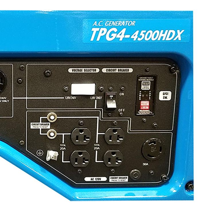 TSURUMI PUMP 3,600 Watt Gasoline Powered Portable Blue Generator with GFCI Protection and Honda GX240 Engine