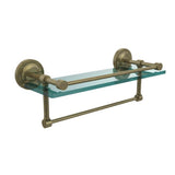 16 in. L  x 5 in. H  x 5 in. W Gallery Clear Glass Bathroom Shelf with Towel Bar in Polished Nickel - Super Arbor