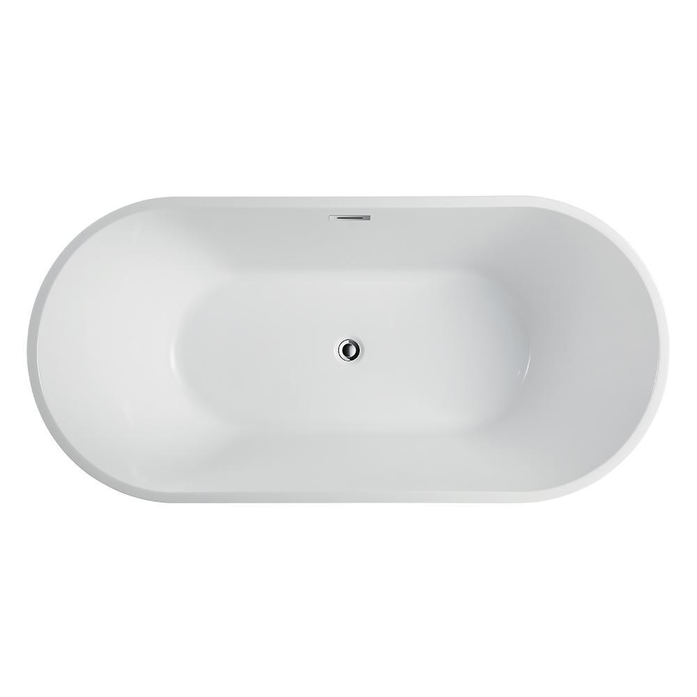 Bordeaux 54 in. Acrylic Flatbottom Freestanding Bathtub in White - Super Arbor