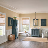 Strousse 37 in. W x 22 in. D Vanity in Distressed Blue Fog with Engineered Stone Top in Ice Diamond with White Sink - Super Arbor