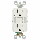 15 Amp Self-Test SmartlockPro Combo Duplex Guide Light and Tamper Resistant GFCI Outlet, White - Super Arbor