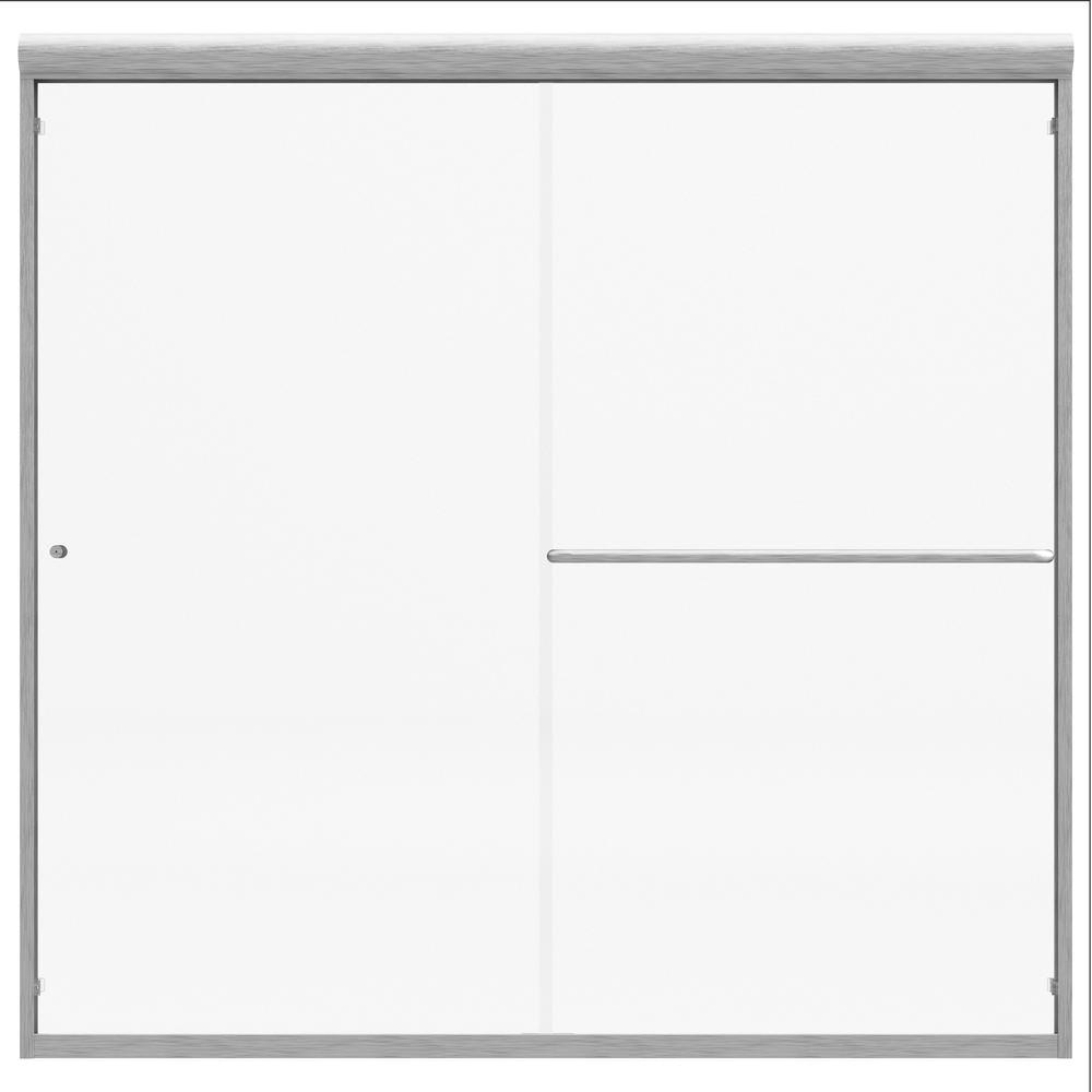 Distinctive 58 in. x 55.5 in. Frameless Sliding Bathtub Door in Brushed Nickel - Super Arbor