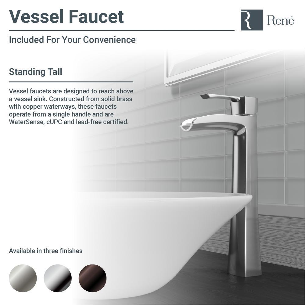 Porcelain Vessel Sink in White with 7007 Faucet and Pop-Up Drain in Brushed Nickel - Super Arbor