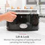 Retro Style 4-Slice Black Stainless Steel Toaster with Built-In Timer