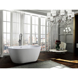 Genoa 59.04 in. Acrylic Flatbottom Non-Whirlpool Freestanding Bathtub in Glossy White - Super Arbor