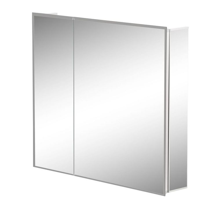 30 in. W x 26 in. H x 5-1/4 in. D Frameless Aluminum Recessed or Surface-Mount Medicine Cabinet with Easy Hang System