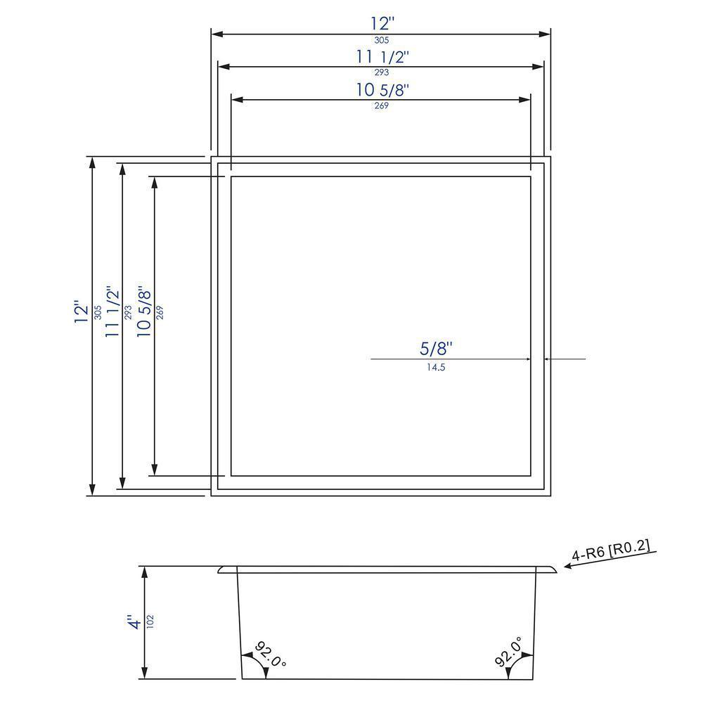 12 in. x 12 in. x 4 in. Niche in Polished Stainless Steel - Super Arbor