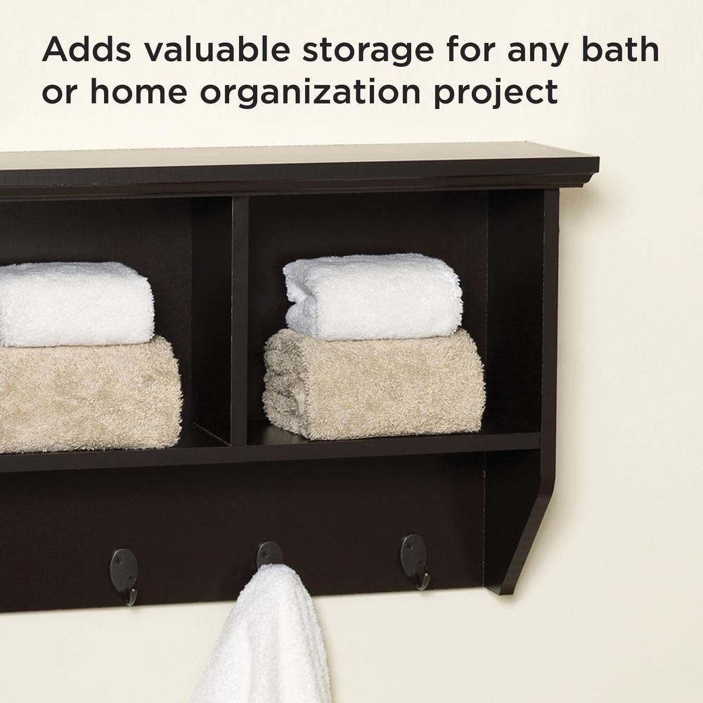 Collette 23 in. W Wall Cubby Shelf in Espresso - Super Arbor