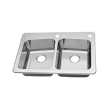 Dual Mount 18-Gauge Stainless Steel 33 in. 2-Hole 50/50 Double Bowl Kitchen Sink with Grid and Drain Assemblies - Super Arbor