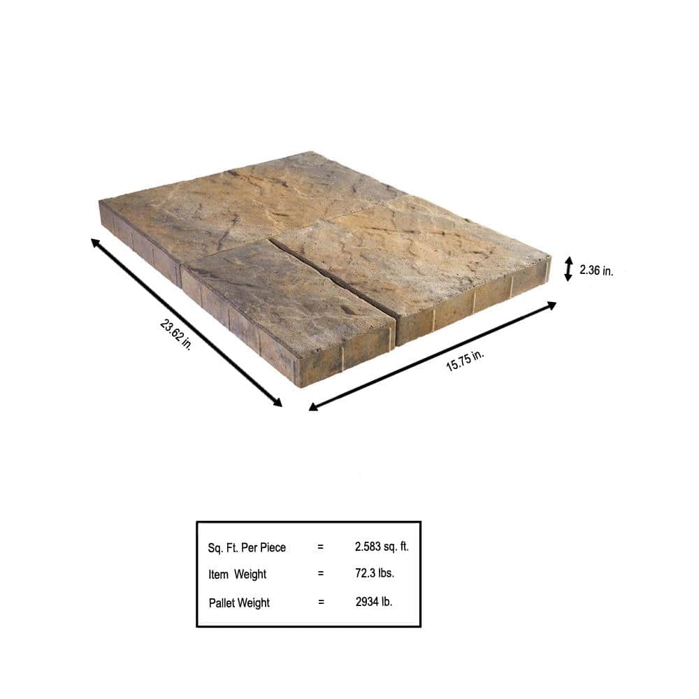 Pavestone Panorama Supra 3-pc 15.75 in. x 15.75 in. x 2.25 in. Eddington Concrete Paver (60 Pcs. / 103 Sq. ft. / Pallet)