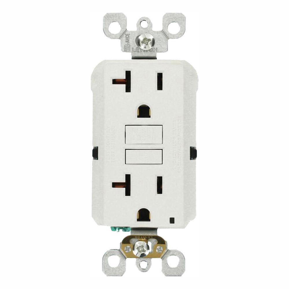 20 Amp Self-Test SmartlockPro Slim Duplex GFCI Outlet, Gray - Super Arbor