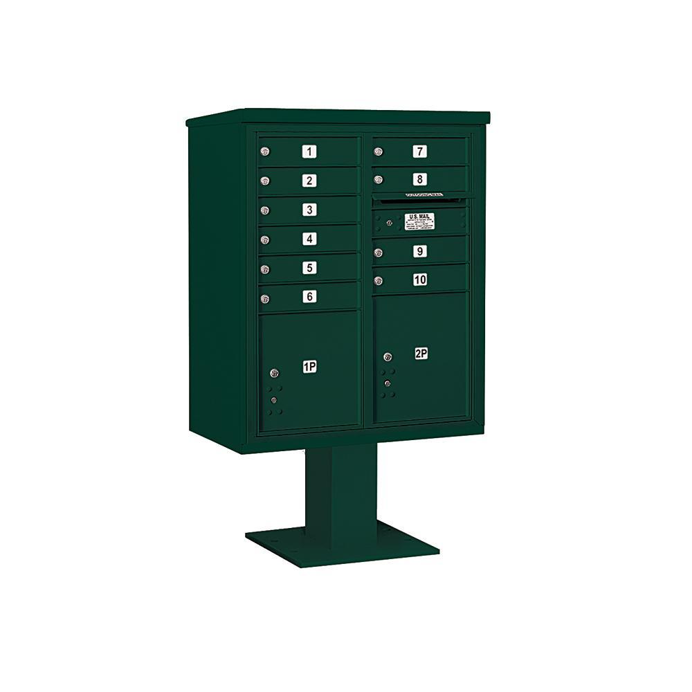 3400 Horizontal Series 10-Compartment 2-Parcel Locker Pedestal Mount Mailbox - Super Arbor
