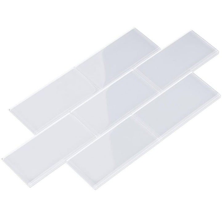 Giorbello Cool White 3 in. x 6 in. x 8mm Glass Subway Wall Tile (5.5 sq. ft./Case)