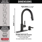 Delta Trask Matte Black 1-Handle Deck-Mount Pull-Down Handle Kitchen Faucet (Deck Plate Included)
