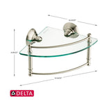 8 in. W Glass Corner Shelf with Hand Towel Bar in Brushed Nickel - Super Arbor