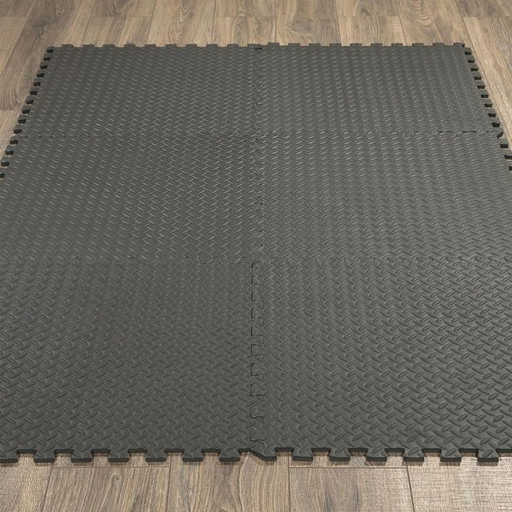 Ottomanson Multi-Purpose Black 24 in. x 24 in. EVA Foam Interlocking Anti-Fatigue Exercise Tile Mat (6-Pack)