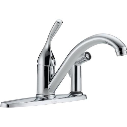 Delta Classic Chrome 1-Handle Deck-Mount Low-Arc Handle Kitchen Faucet (Deck Plate Included)