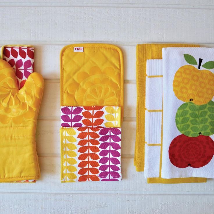 T-fal Multicolor Apple Stack Cotton Print Dual and Solid Kitchen Dish Towel (Set of 6)