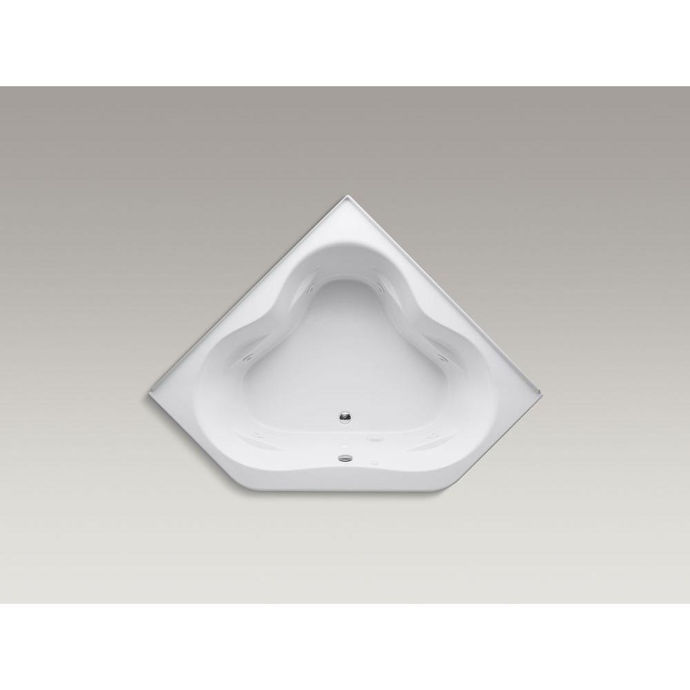 Tercet 5 ft. Acrylic Center Drain Neo-Angle Straight Corner Alcove Whirlpool Bathtub in White - Super Arbor