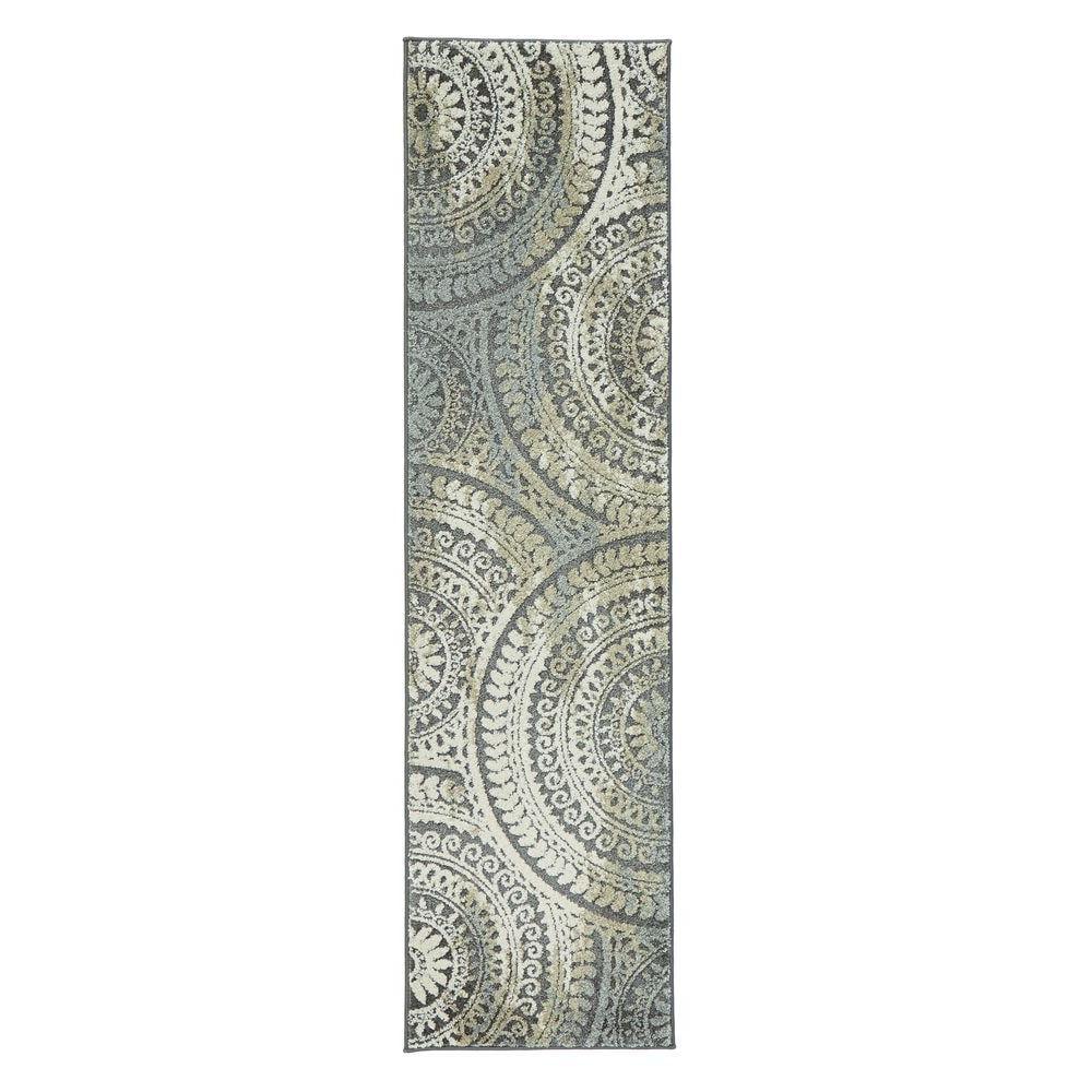 Spiral Medallion Cool Gray Tones 8 ft. x 10 ft. Area Rug - Super Arbor