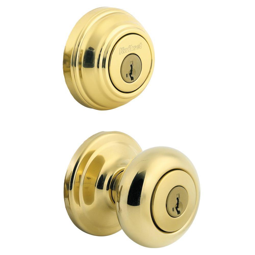 Juno Satin Nickel Exterior Entry Door Knob and Double Cylinder Deadbolt Combo Pack Featuring SmartKey Security - Super Arbor