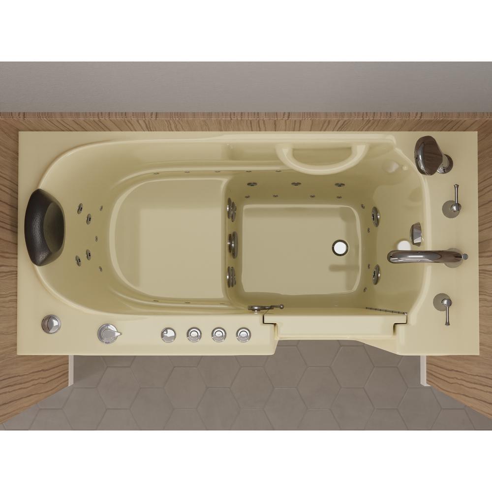Safe Premier 52.75 in. x 60 in. x 26 in. Right Drain Walk-in Air and Whirlpool Bathtub in Biscuit - Super Arbor