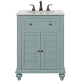 Hamilton Shutter 25 in. W x 22 in. D Bath Vanity in Sea Glass with Granite Vanity Top in Grey - Super Arbor