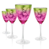 Flamingo Tropics 14 oz. 4-Piece Goblet Set