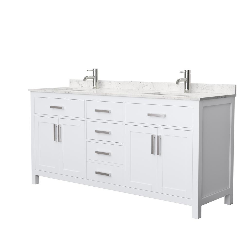 Beckett 72 in. W x 22 in. D Double Bath Vanity in Dark Gray with Cultured Marble Vanity Top in Carrara with White Basins - Super Arbor